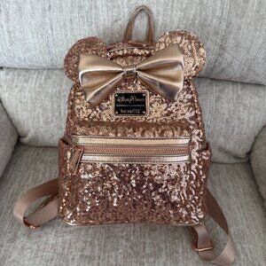Loungefly Disney Parks Rose Gold Sequin Backback